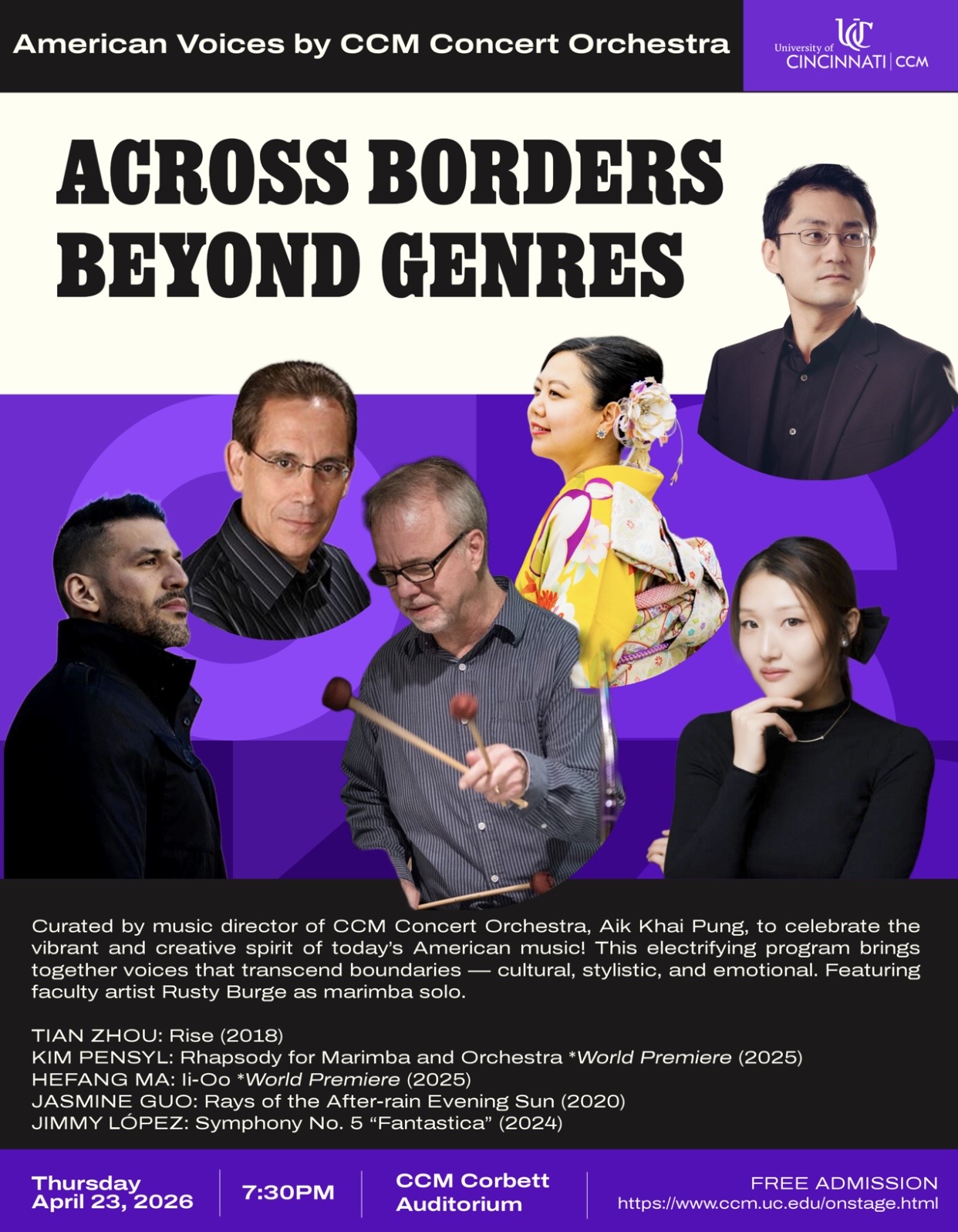 Official concert poster for American Voices: Across Borders, Beyond Genres